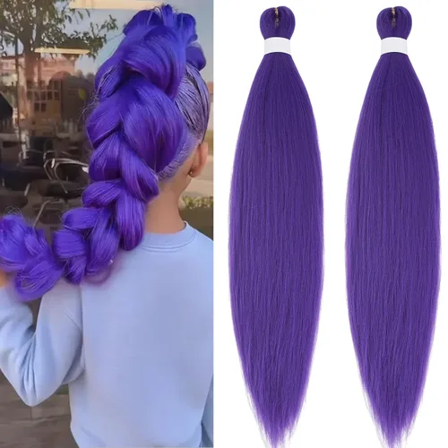 Miniatura 26 de pelo trenzado preestirado marrón, pelo trenzado Kanekalo, pelo trenzado preestirado de 26 pulgadas, 6 paquetes plegados, textura Yaki, extensiones
