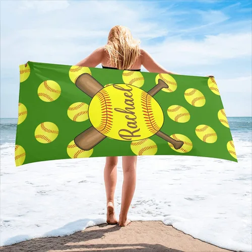 Miniatura 20 de Toalla de playa personalizada con diseño de pelotas de fútbol divertidas con nombre, toallas de piscina de viaje de microfibra personalizadas de 2