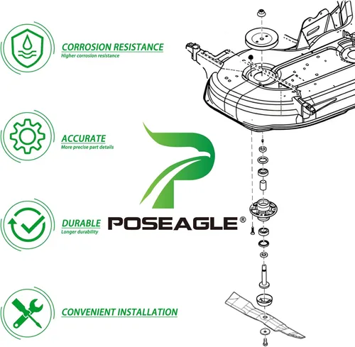 Miniatura 8 de Conjunto de husillo AM144608 previamente engrasado con polea de husillo UC20697 para John Deere X330 X350 X354 X370 X380 X384 X390 X394 X570 X580