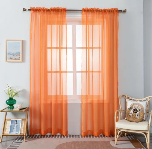 Miniatura 11 de WPM - Cortinas traslúcidas de gasa transparente con bolsillo para barra, 2 paneles de cortinas traslúcidas para dormitorio, cocina, sala de estar