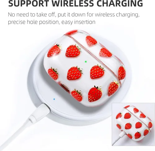 Miniatura 3 de AKABEILA Funda compatible con Apple Airpods Pro para mujer, transparente con diseños, policarbonato duro, a prueba de golpes [LED frontal visible]