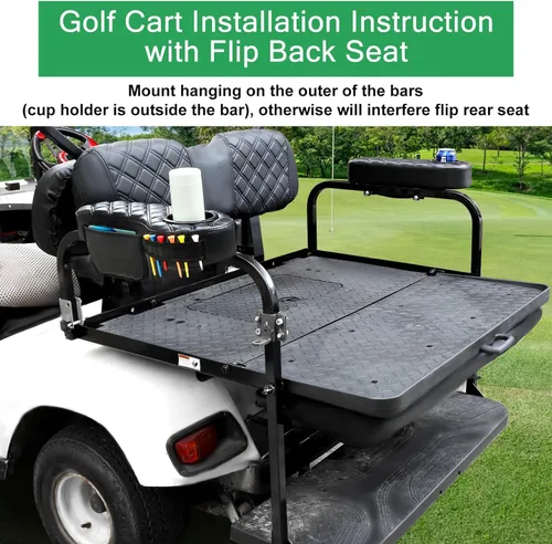 Miniatura 7 de MOSNAI Golf Cart Armrest with Cup Holder for Club Car EZGO Yamaha Rear Seat 1-Inch Square Tube, Upgrade Golf Cart Armrest with Phone Storage Pouch