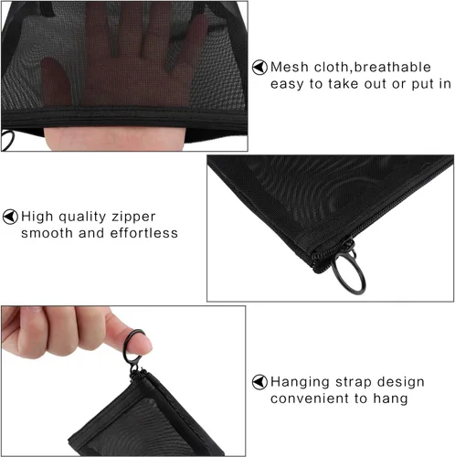 Miniatura 3 de Bolsa de cosméticos de malla de 3 piezas de Boao, bolsa de maquillaje de malla con bolsa con cremallera, artículos de aseo de viaje para organizador
