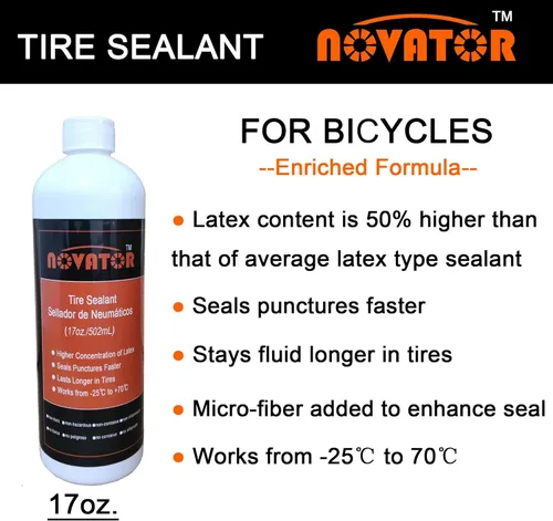 Miniatura 2 de NOVATOR Endurance - Sellador de neumáticos de bicicleta para tubulares, tubulares, tubos, sella más rápido, dura más tiempo, microfibra