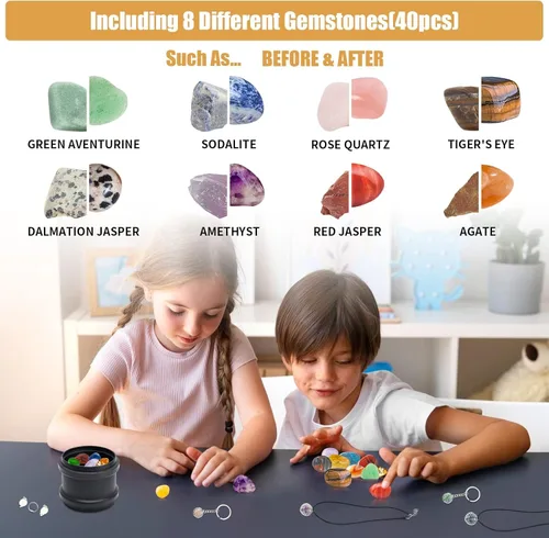 Miniatura 5 de Kit de vaso de roca para adultos, vaso pulidor de rocas con cubierta de reducción de ruido, control de velocidad y temporizador, incluye 4 granos