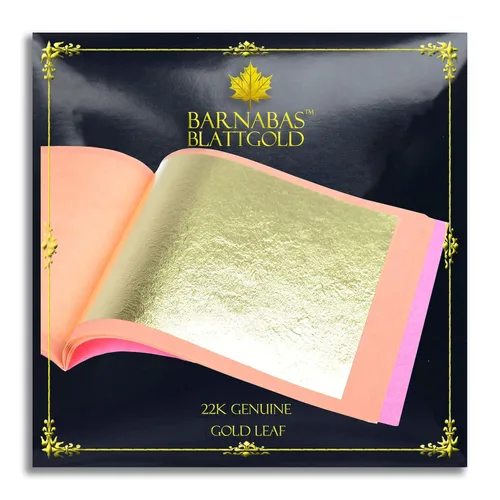 Miniatura 9 de BARNABAS BLATTGOLD Gold Leaf - Oro real de 21 quilates [25 hojas, 3.4 pulgadas] - Hojas sueltas para pintura, arte y manualidades Hoja suelta