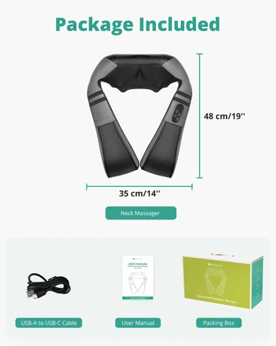 Miniatura 8 de Medcursor Masajeador de Cuello con Calor para Alivio del Dolor de Tejido Profundo, Recargable, Masajeador Shiatsu para Cuello y Hombros, Ideal