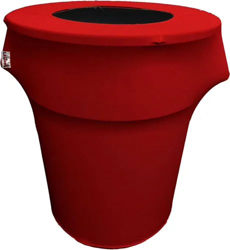 Miniatura 29 de LA Linen Cubierta para cubo de basura ajustable de elastano elástico de 32 galones, cubierta redonda para contenedor de residuos, decoración de Gris