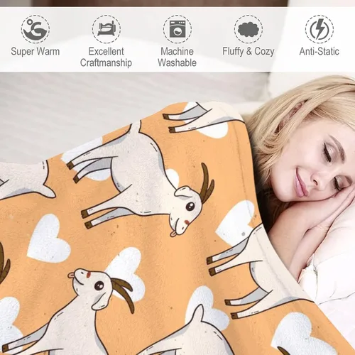 Miniatura 5 de Manta de cabra suave, mullida y cálida, manta pequeña de 30 x 40 pulgadas para sofá, oficina, manta estética amarilla, regalos para niñas y niños