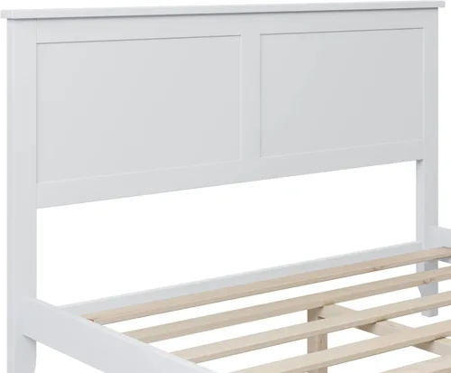 Miniatura 4 de Harper & Bright Designs Cama de plataforma de tamaño matrimonial con cabecero, marco de cama matrimonial de madera moderna con soporte de listones