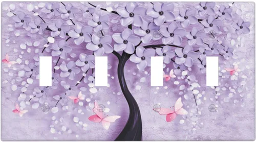 Miniatura 39 de Cubierta para Interruptor de Luz Árbol Morado 3D de 2 Gang Placa de Pared Placa de Interruptor de Luz Doble Toggle Cubiertas Decorativas