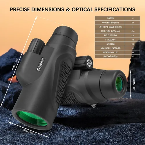 Miniatura 6 de Telescopio monocular de mano de 12 x 50 BAK-9 Monoscopio de prisma para observación de aves Caza Camping Viajar Observación de estrellas Vida