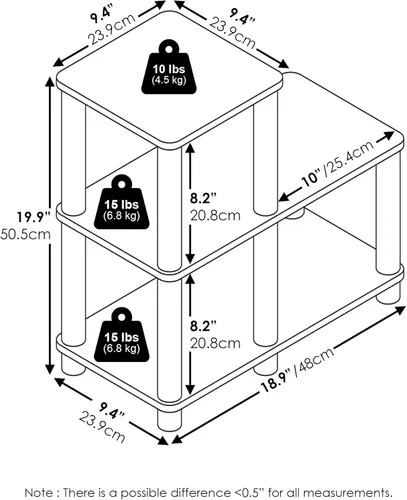 Miniatura 3 de Furinno Turn-N-Tube - Estantes de almacenamiento, estante para libros de 5 niveles, estante esquinero, estantes abiertos sin herramientas