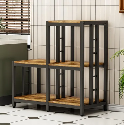 Miniatura 8 de Mini soporte para refrigerador con almacenamiento, soporte para horno de microondas, estante para panaderos con estante de almacenamiento, mini