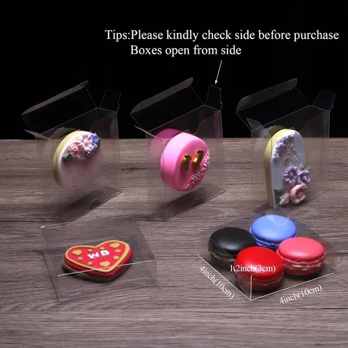 Miniatura 3 de TEMLQPACK Paquete de 50 Cajas Transparentes para Galletas Individuales de 4x4x1.2 pulgadas con Ventana Completa, Cajas Pequeñas de Plástico