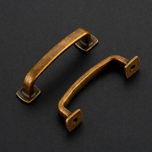 Miniatura 2 de Ravinte Tiradores de Armario Arqueados Sólidos Paquete de 10 de 3 Pulgadas Latón Antiguo Manijas de Gabinete de Cocina de Base Cuadrada Plana