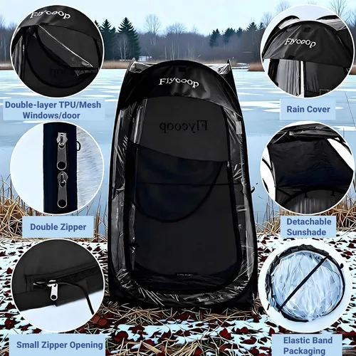 Miniatura 7 de Sports Tent Pop Up Shelter: Flycoop 37" L x 37" W x 63" H Weather Sports Pod for 1 Person Shelter in Winter Portable Camping Tents Outdoor Cold