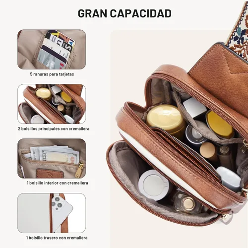 Miniatura 3 de BOSTANTEN Bolso bandolera acolchado, bolsos cruzados para mujer, bolso cruzado de cuero, riñonera con correa de guitarra ajustable
