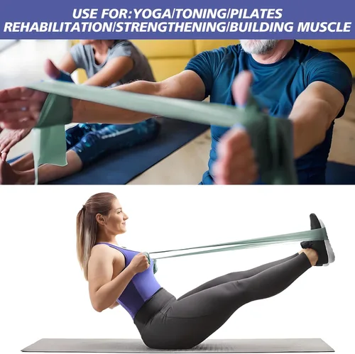 Miniatura 6 de Bandas de resistencia para entrenamiento, bandas de ejercicio de látex natural para terapia física, estiramiento, yoga, pilates, entrenamiento