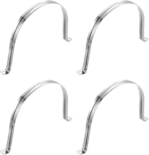 Miniatura 41 de uxcell 6 correas rígidas de tubo, 4.331 in (4.33 pulgadas) 201 de acero inoxidable 201 con 2 agujeros en forma de U, abrazaderas de tubo para fijar