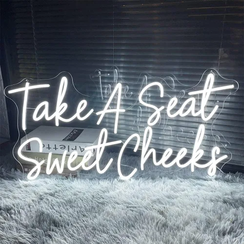 Miniatura 2 de Take a Seat Sweet Cheeks Neon Signs Custom Light Up Sign Indoor Bedroom Home Decor LED Neon Light Sign Large Backdrop Flex Birthday Wedding