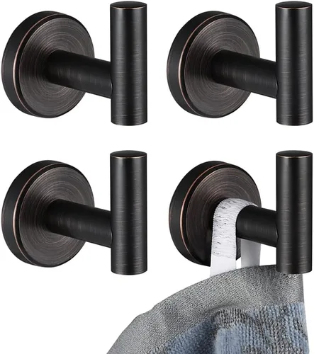 Miniatura 13 de JQK Gancho de toalla de baño cromado, gancho para abrigo/albornoz de acero inoxidable 304 para baño, cocina, garaje, montado en la pared