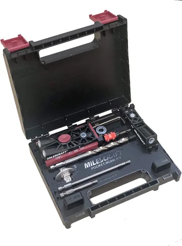 Miniatura 2 de Milescraft Pocket Jig 200XCJ - Juego de herramientas para carpintería con plantillas de agujero de bolsillo de doble cañón y cañón simple