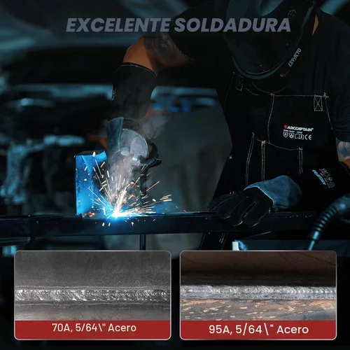 Miniatura 3 de ARCCAPTAIN Soldador MIG de 130 A, soldador MIG de núcleo de flujo de 110 V, máquina de soldadura TIG/Stick 3 en 1 con sinergia, equipo de soldadura