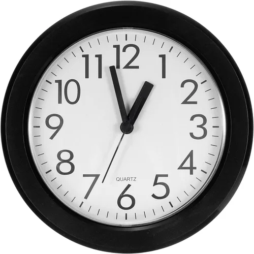 PATIKIL Reloj de pared de 8 pulgadas, funciona con pilas, silencioso, sin tictac, redondo, para oficina, dormitorio, decorativo, color negro
