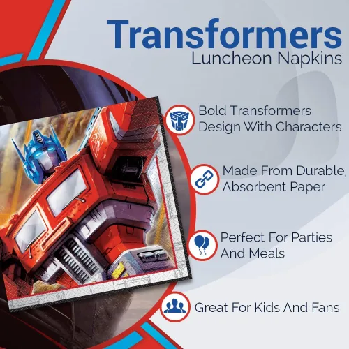 Miniatura 5 de Unique Servilletas de papel Transformers Luncheon - 6.5" x 6.5", 16