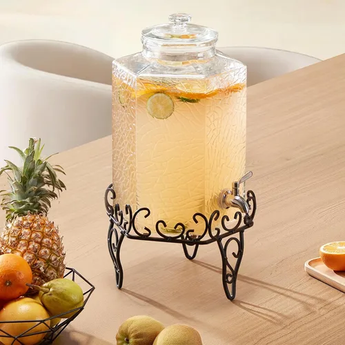 Miniatura 8 de VEVOR Dispensador de bebidas, dispensador de bebidas de 2.5 galones para fiestas, dispensador de jugo de vidrio con soporte de metal, grifo de acero