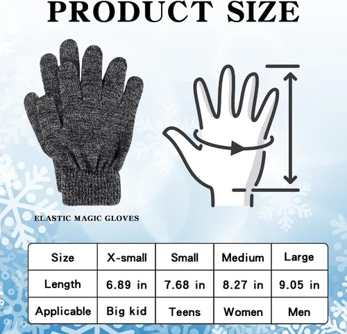 Miniatura 2 de 12 pares de guantes de invierno de punto cálidos a granel para adultos, guantes mágicos elásticos para hombres, mujeres y adolescentes
