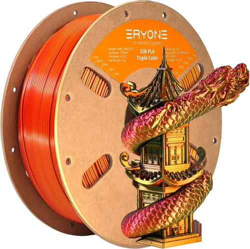 Miniatura 23 de ERYONE Filamento de ácido poliláctico (PLA) de seda bicolor para impresora 3D, de 1.75 mm +/- 0.03 mm, carrete de cartón de 1 kg (2.2 libras)
