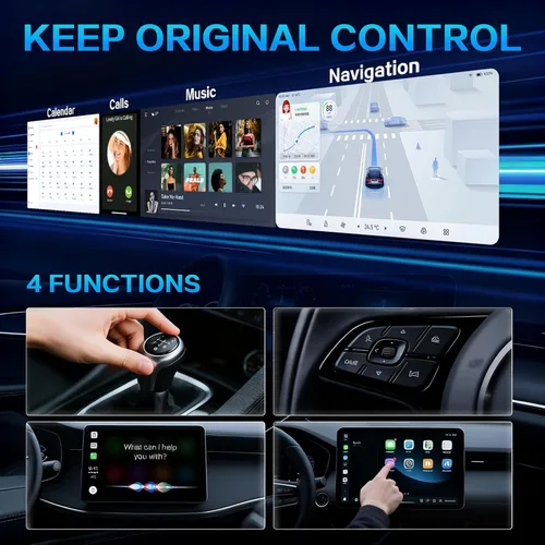 Miniatura 5 de Mini Adaptador Inalámbrico CarPlay para iPhone, 2 en 1 para Apple CarPlay y Adaptador Android Auto, Convierte de Cableado a Inalámbrico, Plug & Negro
