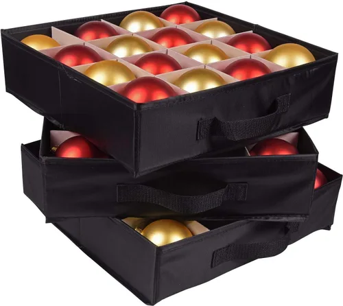 Miniatura 6 de ProPik - Caja de almacenamiento para adornos navideños, 3 bandejas separadas extraíbles con divisores para 48 esferas; organiza y protege