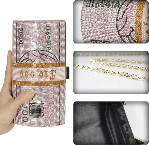 Miniatura 2 de Bolso de mano de diamantes de imitación para mujer, bolso de noche de cristal, bolso de dinero con diamantes brillantes para bodas y fiestas