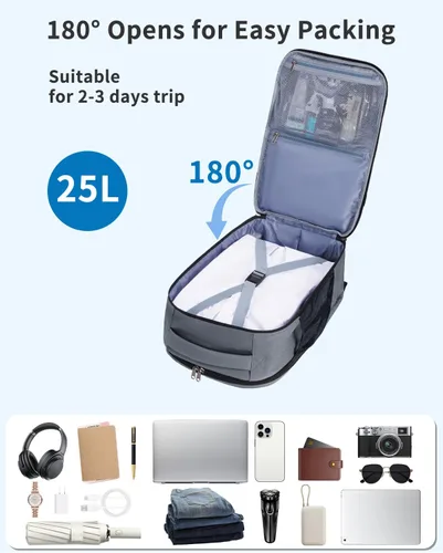 Miniatura 4 de WANDF Mochila de viaje para Spirit Airlines bolsa de artículos personales de 18 x 14 x 8 pulgadas con bolsillo húmedo, mochila para portátil de 17