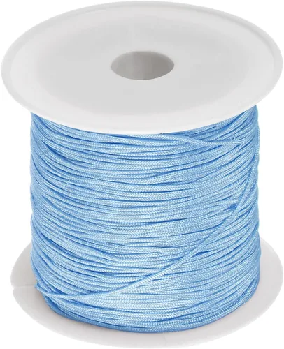 Miniatura 23 de HARFINGTON 1 rollo de hilo de nailon para nudar de 0.024 in, 50 yardas de nailon trenzado para manualidades, cuerda de satén para pulsera, collar