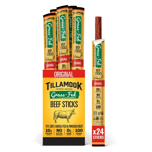 Miniatura 6 de Tillamook Country Smoker Palitos de Carne de Res 100% Alimentada con Pasto, Cero Azúcar, Jalapeño, 1.15 Onzas (Paquete de 8) Whole 30, Sin OMG