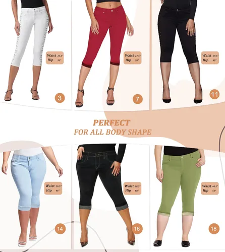 Miniatura 5 de Hybrid & Company Jeans capri elásticos ajustados para mujer