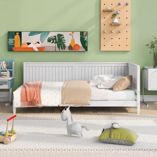 Miniatura 3 de Merax Sofá cama de tamaño individual, marco de madera con cabecero, sofá cama tamaño individual, perfecto para descansar, dormir o entretener a