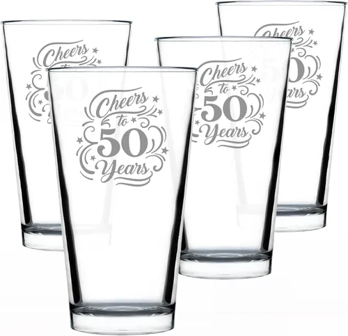Miniatura 5 de Custom Cheers to 50 Years – Vaso de pinta para cerveza – Regalos para mujeres y hombres – Decoración de fiesta de 50 aniversario – Vasos de 16 onzas