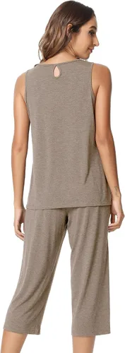 Miniatura 3 de NACHILA Conjunto de pijama de bambú para mujer, sin mangas, suave, pantalones capri, tallas S-4XL