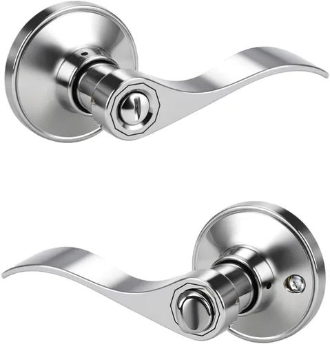 Miniatura 9 de KNOBWELL - Paquete de 2 pomos de puerta de bronce, manijas interiores para puerta de dormitorio y baño, manija de puerta de privacidad sin llave