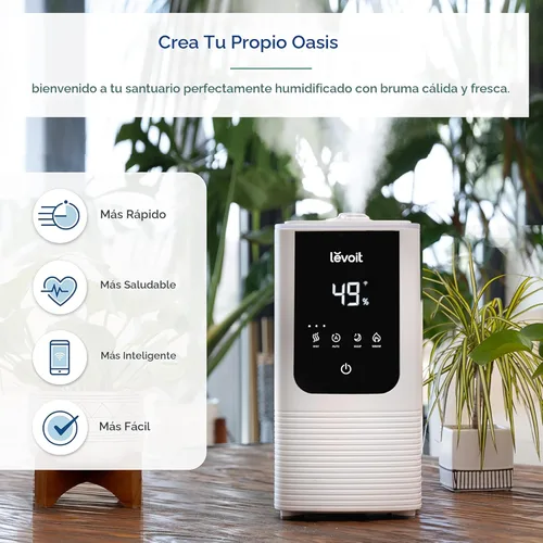 Miniatura 9 de LEVOIT Humidificadores para dormitorio y hogar, humidificador de aire inteligente de niebla cálida y fría para habitación grande, humedad Blanco