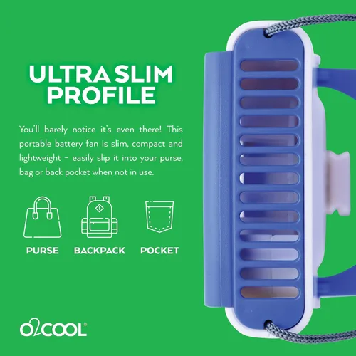 Miniatura 7 de O2COOL Ventilador de collar de lujo, alimentado por pilas, ventilador de refrigeración personal manos libres con cordón ajustable, soporte de mesa +