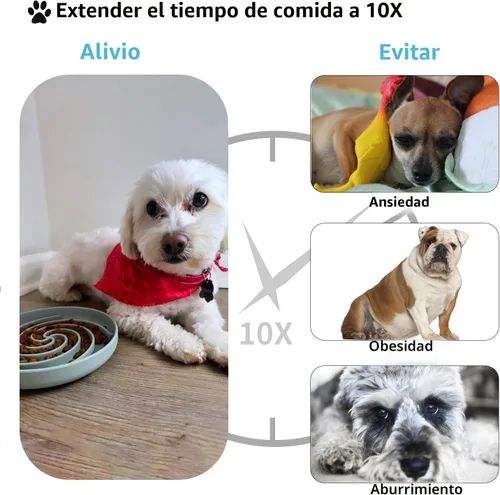 Miniatura 3 de Bifeaw Cuencos de Alimentación Lenta para Perros, Tazón de Rompecabezas para Cachorros de Silicona Apto para Lavavajillas y Microondas con Diseño