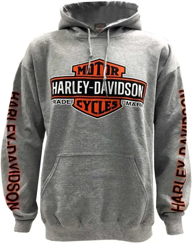 Harley-Davidson Sudadera con capucha y logotipo Bar & Shield para hombre, color gris, Gris (Sports Gray)