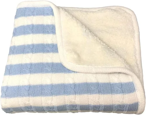 Miniatura 7 de Magnolia Cable Knit and Sherpa Baby Blanket (Beach Glass)
