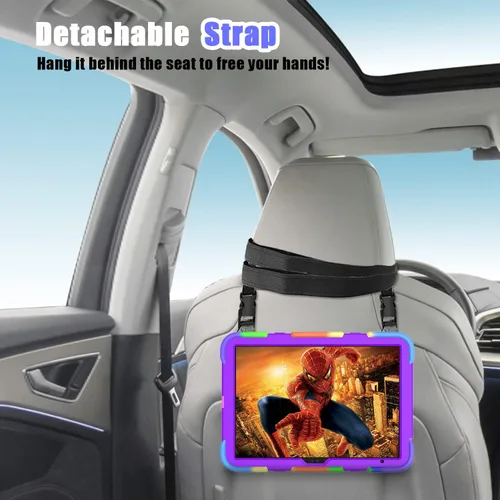 Miniatura 5 de Funda para iPad de 10.9 pulgadas 2022, duradera, ligera, a prueba de golpes, con soporte para lápices, soporte giratorio de 360º, correa